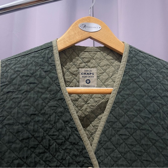 Chaps Olive Quilted Vest - Picture 3 of 9
